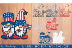 4th of July Patriotic Gnome Papercut SVG Bundle - CraftNest - Digital Crafting and Art