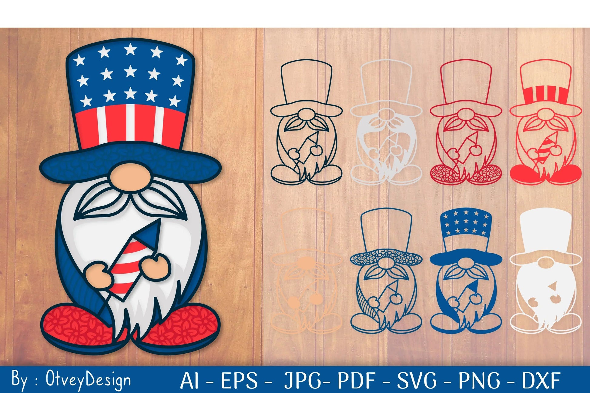 4th of July Patriotic Gnome Papercut SVG Bundle - CraftNest - Digital Crafting and Art