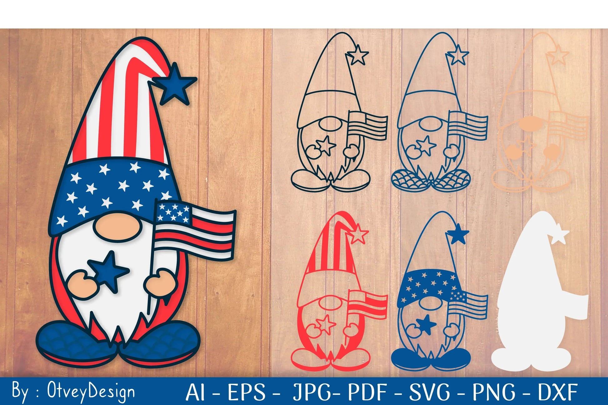 4th of July Patriotic Gnome Papercut SVG Bundle - CraftNest - Digital Crafting and Art