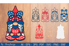 4th of July Patriotic Gnome Papercut SVG Bundle - CraftNest - Digital Crafting and Art