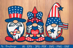 4th of July Patriotic Gnome Papercut SVG Bundle - CraftNest - Digital Crafting and Art