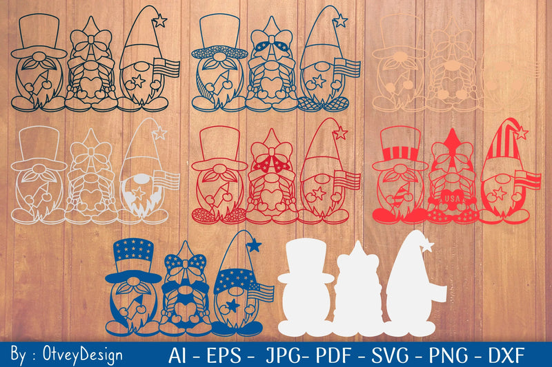 4th of July Patriotic Gnome Papercut SVG Bundle - CraftNest - Digital Crafting and Art