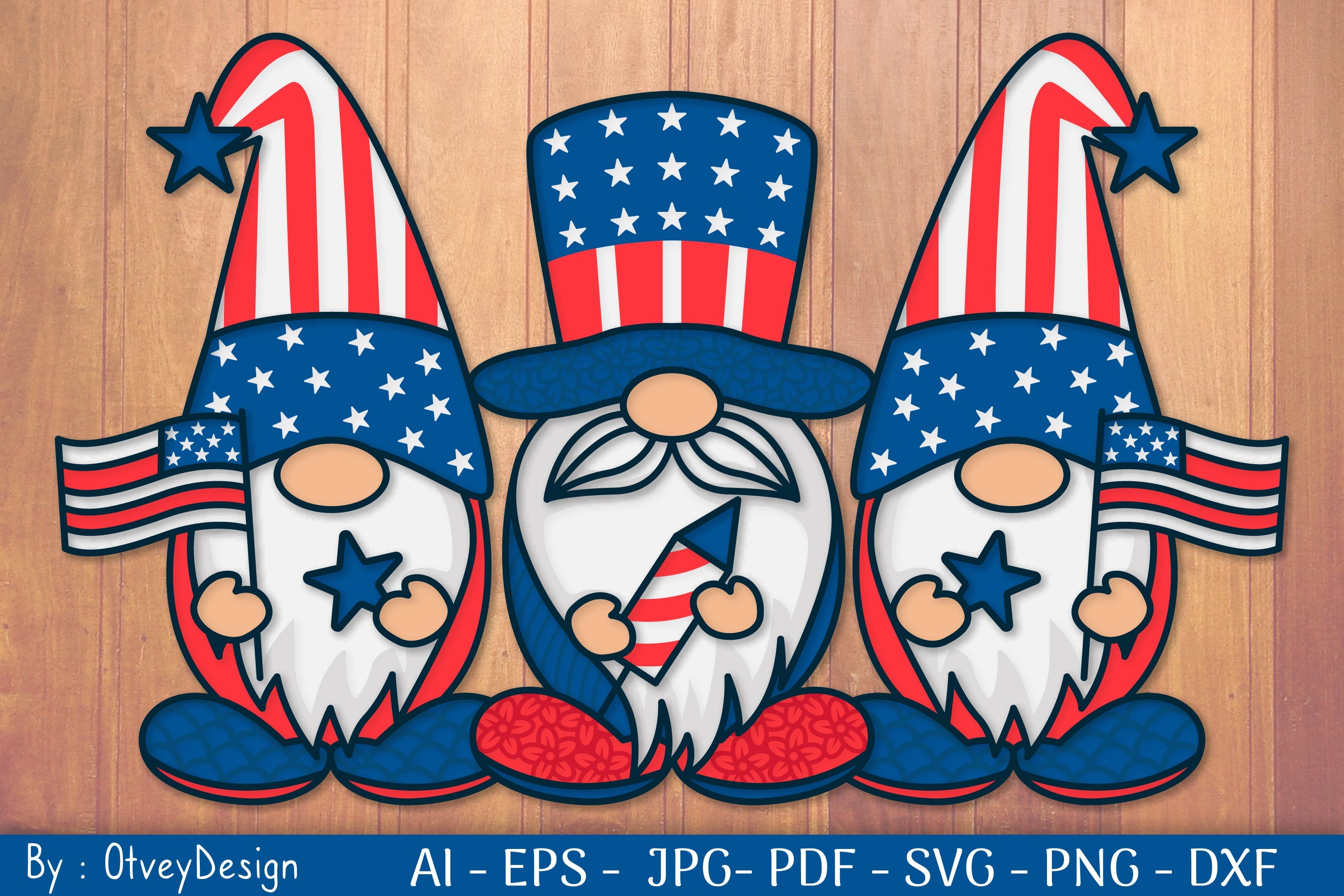 4th of July Patriotic Gnome Papercut SVG Bundle