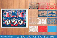 4th of July Patriotic Gnome Shadow Box SVG Bundle - CraftNest - Digital Crafting and Art