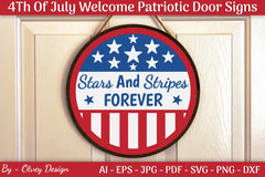 4th of July Patriotic Welcome Door Sign SVG Bundle - CraftNest - Digital Crafting and Art
