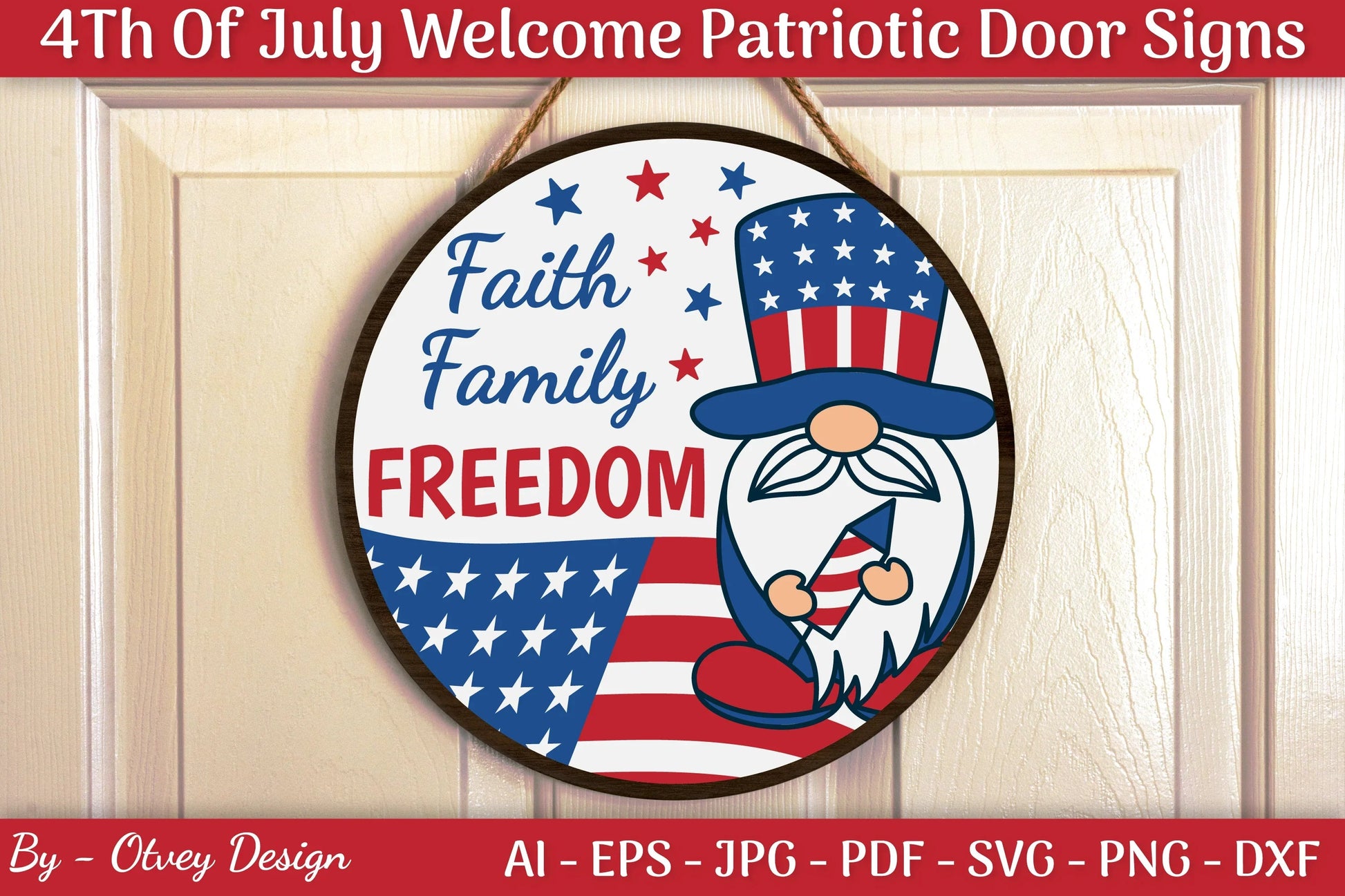 4th of July Patriotic Door Sign SVG Bundle - CraftNest - Digital Crafting and Art