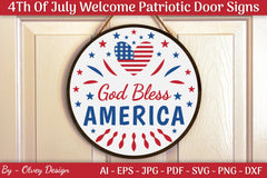 4th of July Patriotic Welcome Door Sign SVG Bundle - CraftNest - Digital Crafting and Art