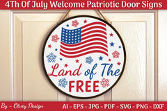 4th of July Patriotic Welcome Door Sign SVG Bundle - CraftNest - Digital Crafting and Art