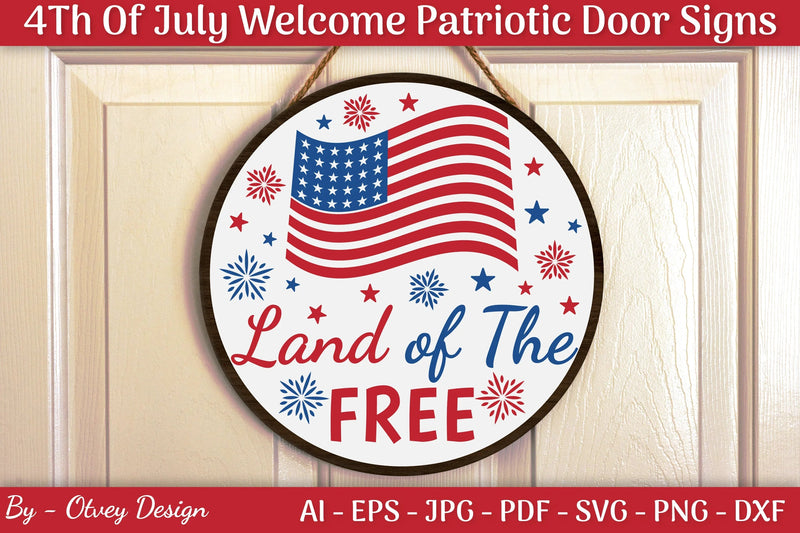 4th of July Patriotic Welcome Door Sign SVG Bundle - CraftNest - Digital Crafting and Art