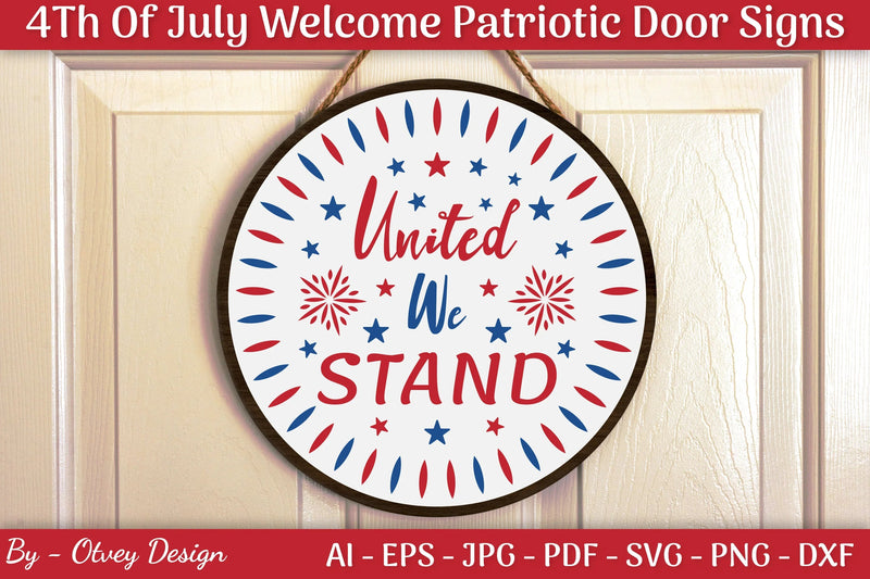 4th of July Patriotic Welcome Door Sign SVG Bundle - CraftNest - Digital Crafting and Art