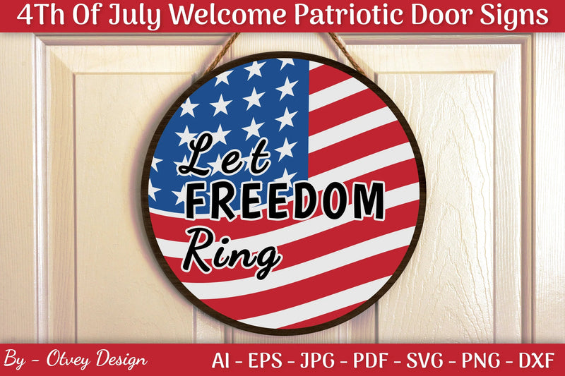 4th of July Patriotic Door Sign SVG Bundle - CraftNest - Digital Crafting and Art