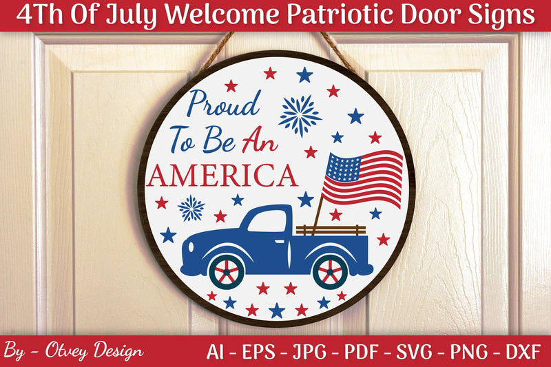 4th of July Patriotic Welcome Door Sign SVG Bundle - CraftNest - Digital Crafting and Art