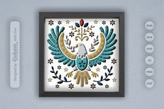 4th July Eagle Folk Art Papercut Shadow Box SVG Bundle - CraftNest - Digital Crafting and Art