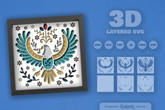 4th July Eagle Folk Art Papercut Shadow Box SVG Bundle - CraftNest - Digital Crafting and Art