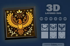 4th July Eagle Folk Art Papercut Shadow Box SVG Bundle - CraftNest - Digital Crafting and Art