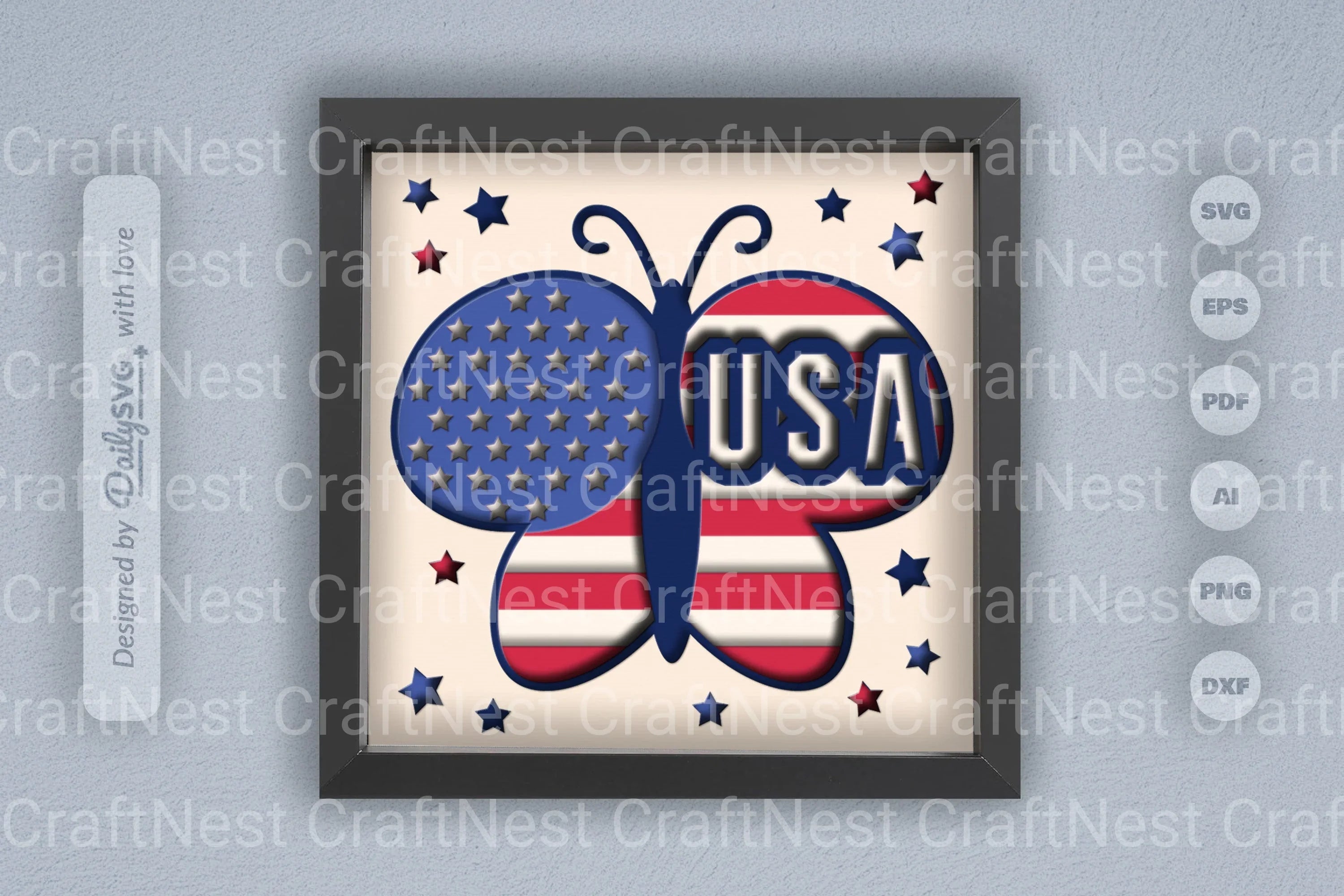 4th of July USA Butterfly Papercut SVG Bundle