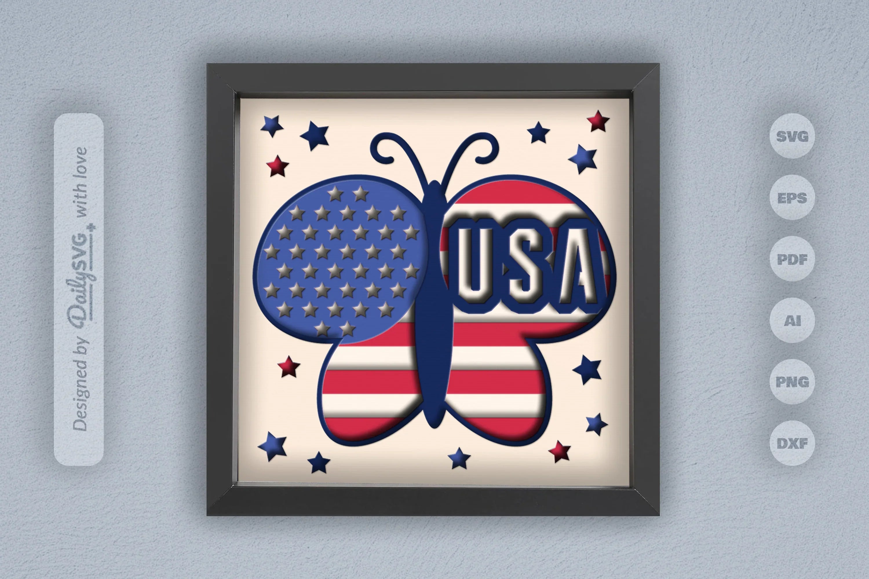 4th of July USA Butterfly Papercut SVG Bundle - CraftNest - Digital Crafting and Art