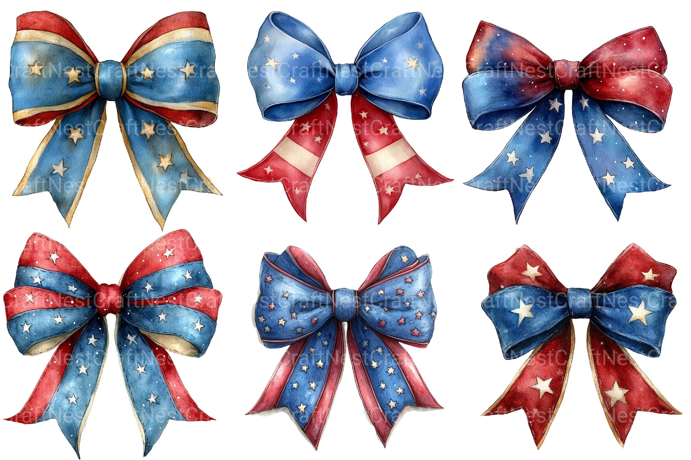 4th Of July Coquette Bow Clipart Bundle