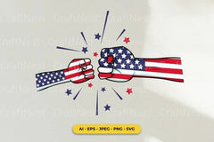 4th of July Patriotic Fist Bump SVG Bundle - CraftNest - Digital Crafting and Art