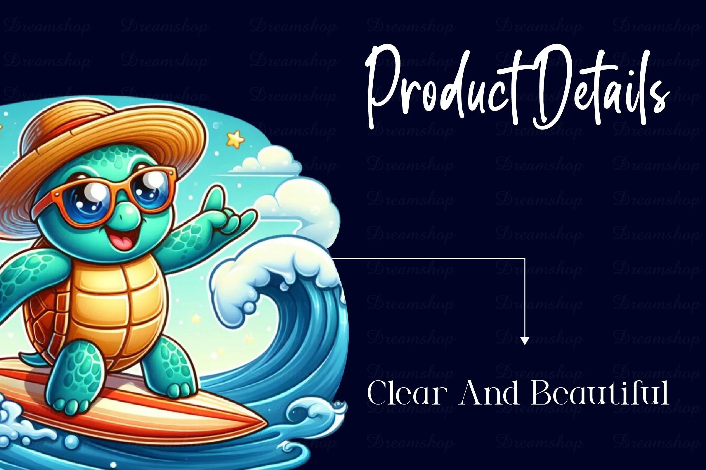 Summer Turtle Surfing On Wave Clipart Bundle - CraftNest - Digital Crafting and Art