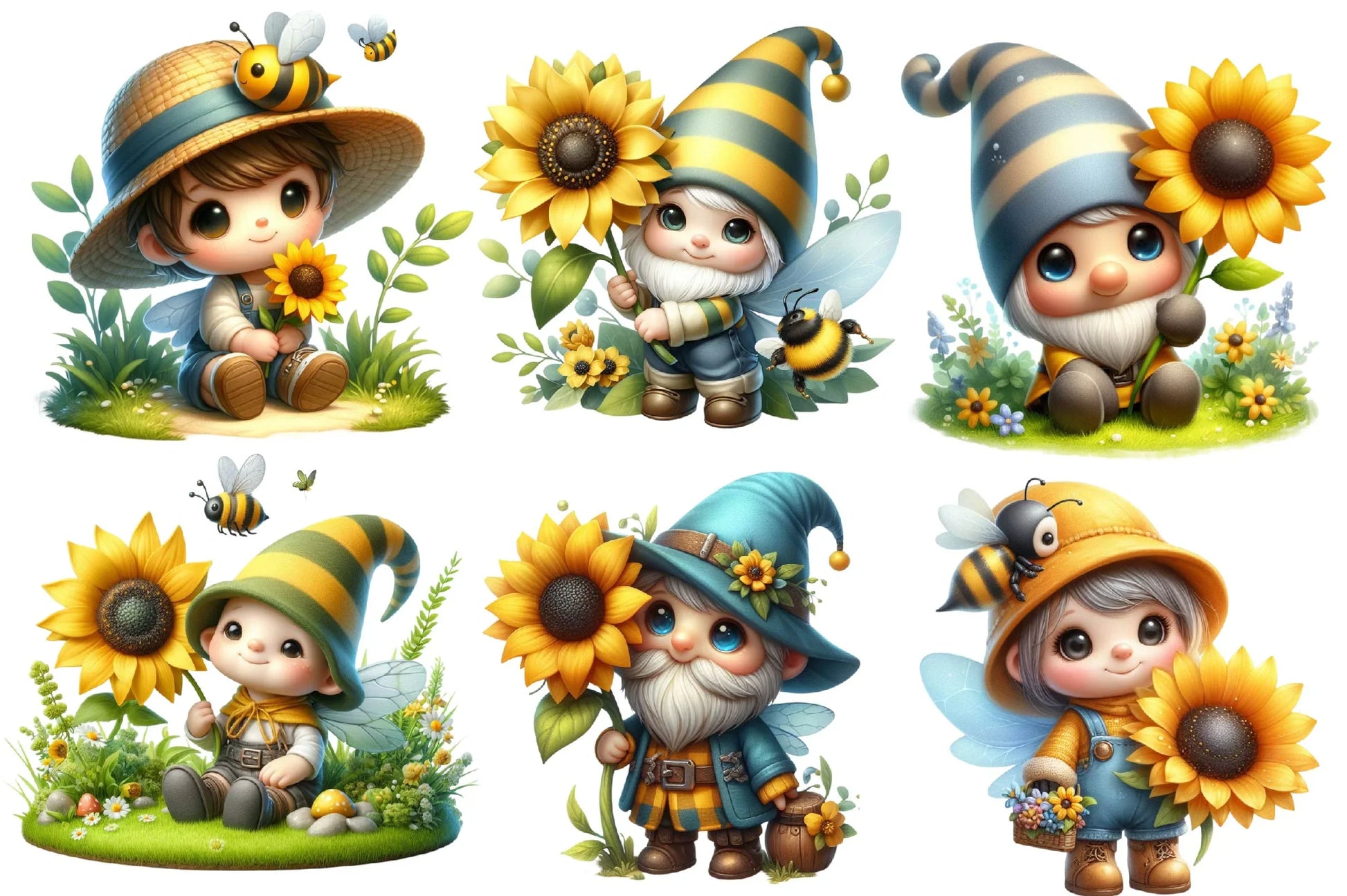 Sunflower Gnomes Clipart Bundle - CraftNest - Digital Crafting and Art