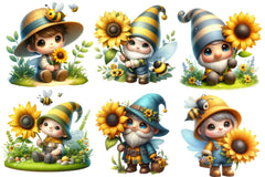 Sunflower Gnomes Clipart Bundle - CraftNest - Digital Crafting and Art