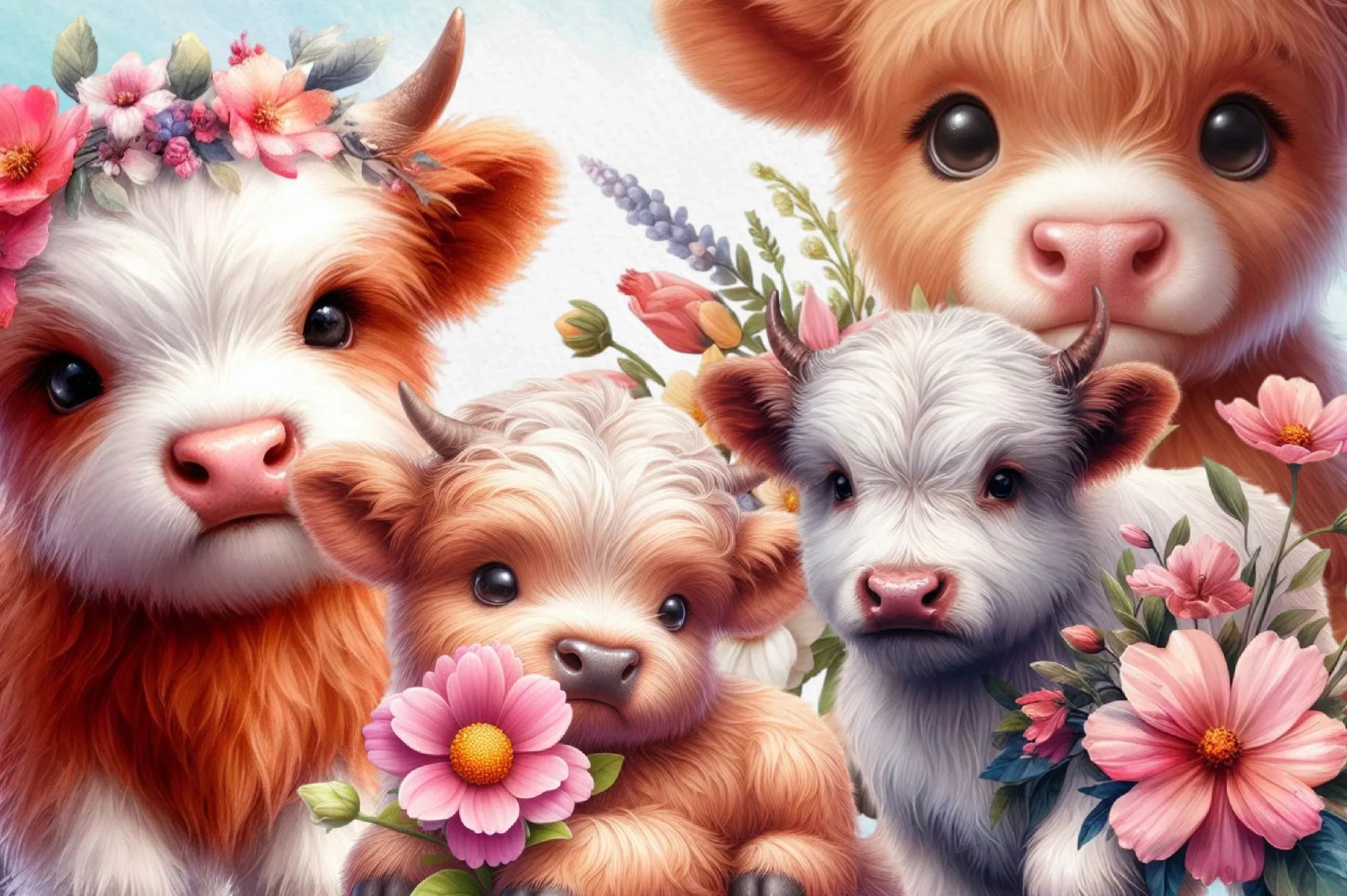 Spring Highland Cow Clipart Bundle - CraftNest - Digital Crafting and Art