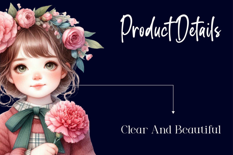Little Girl With Floral Clipart Bundle - CraftNest - Digital Crafting and Art