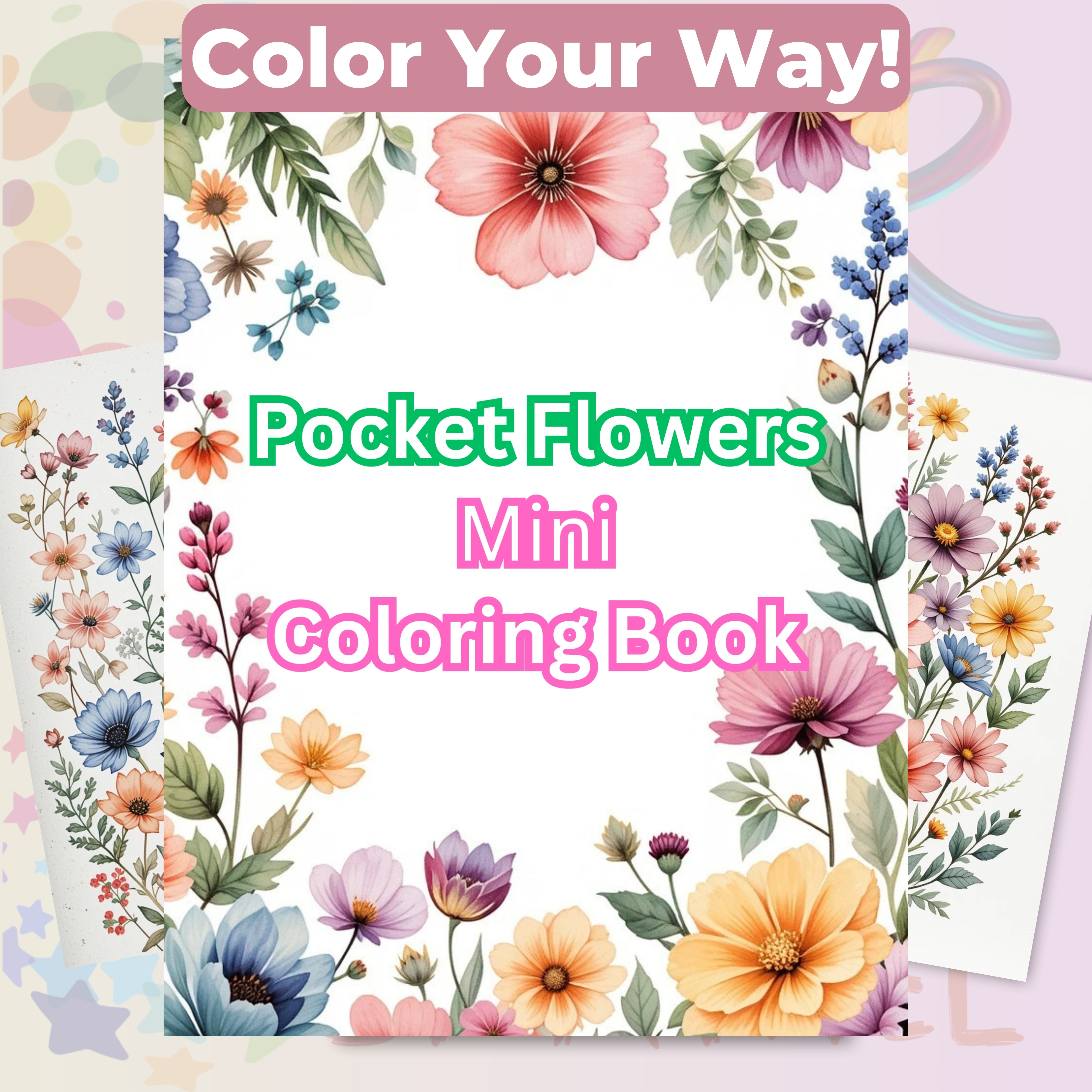 Pocket Flower Coloring Book Bundle