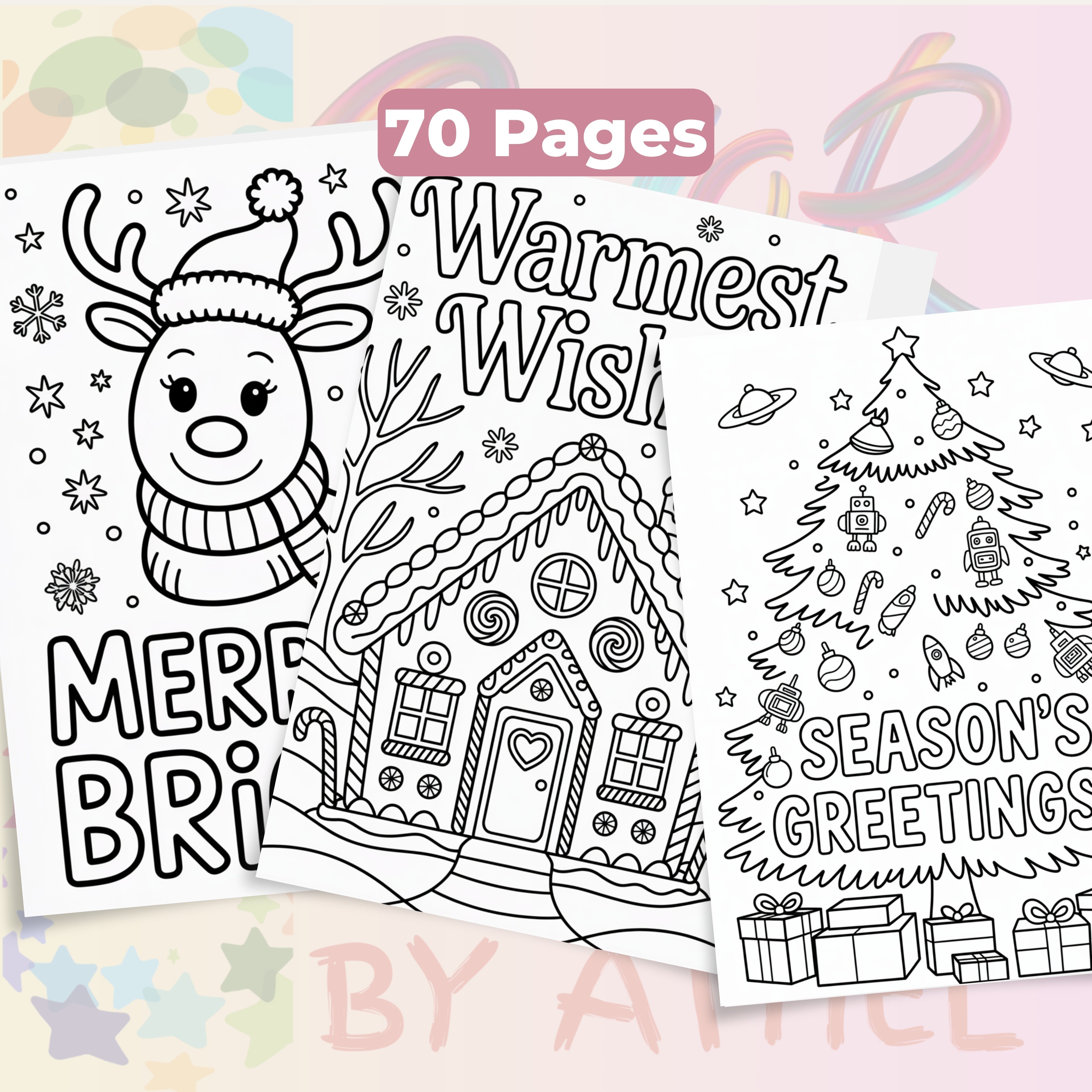 Christmas Cards Coloring Books Bundle