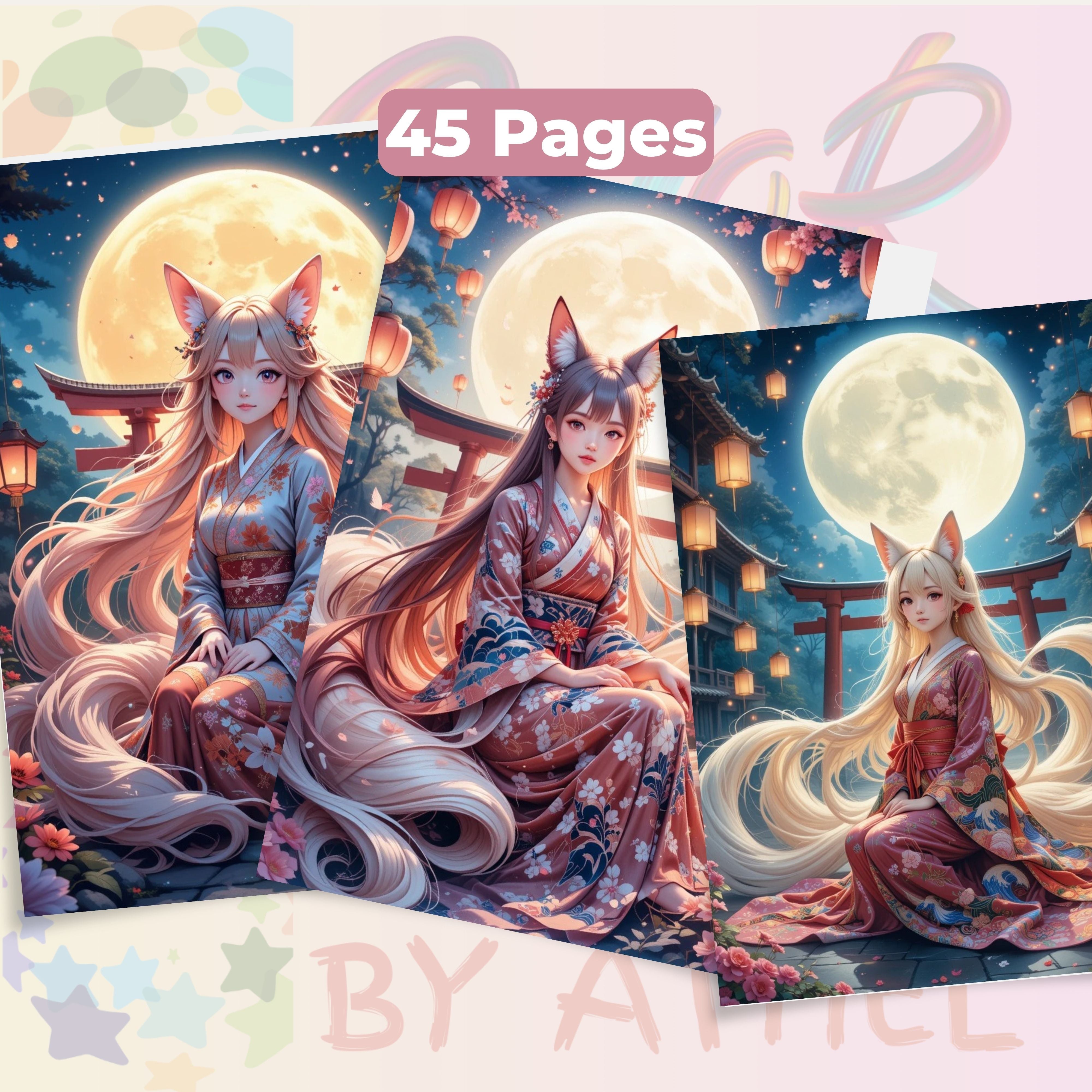 Whispers of the Kitsune Coloring Book Bundle