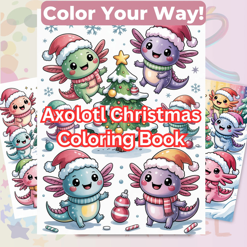 Axolotl Christmas Coloring Book Bundle - CraftNest - Digital Crafting and Art