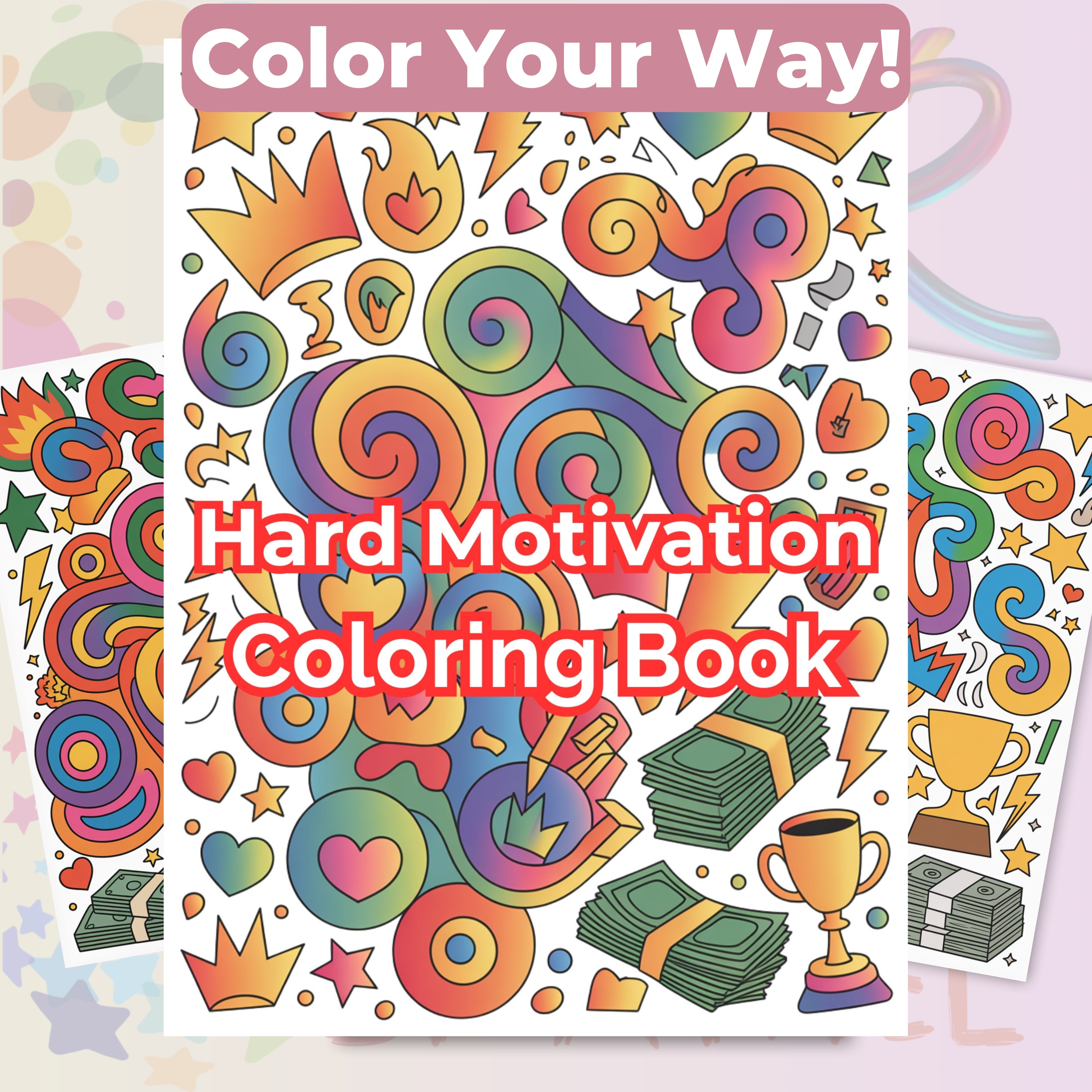 Hard Motivation Coloring Books Bundle