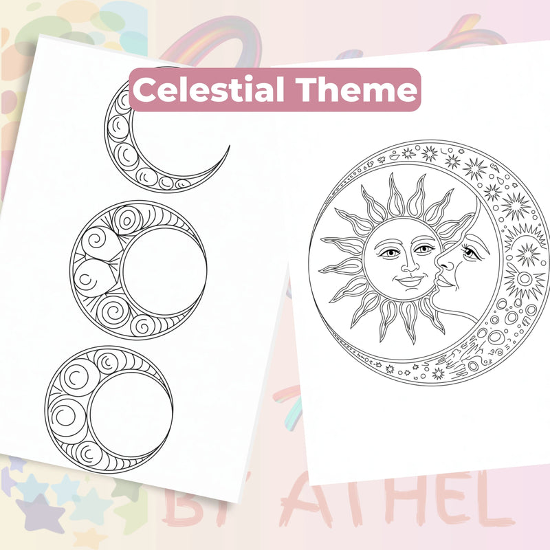 Zentangle & Monochrome Celestial Coloring Books Bundle - CraftNest - Digital Crafting and Art