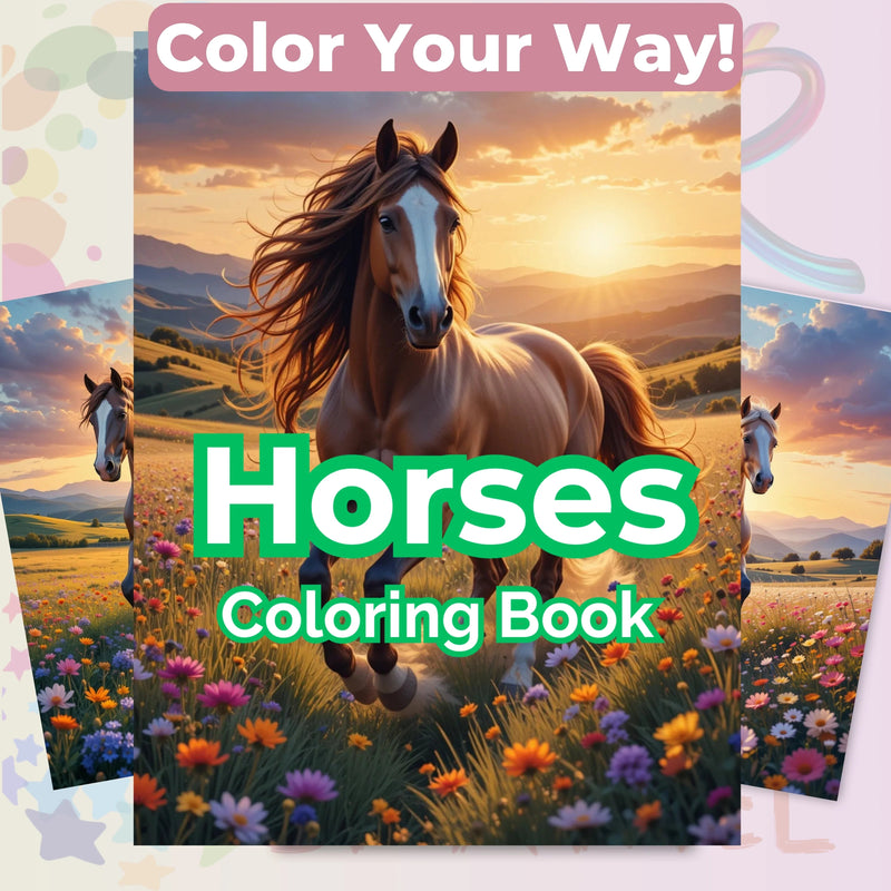 Horses Coloring Books Bundle - CraftNest - Digital Crafting and Art