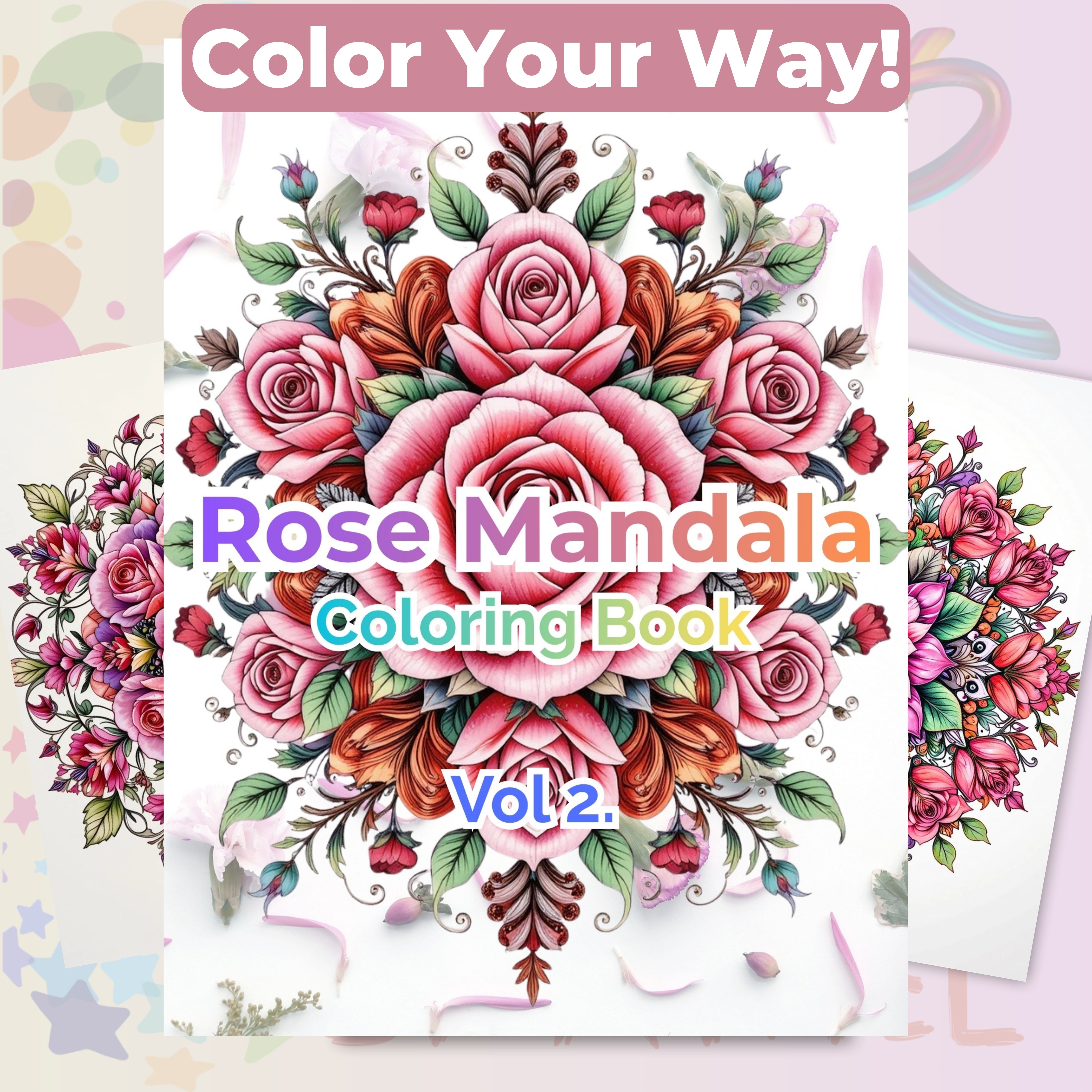 Rose Mandala Coloring Book Bundle