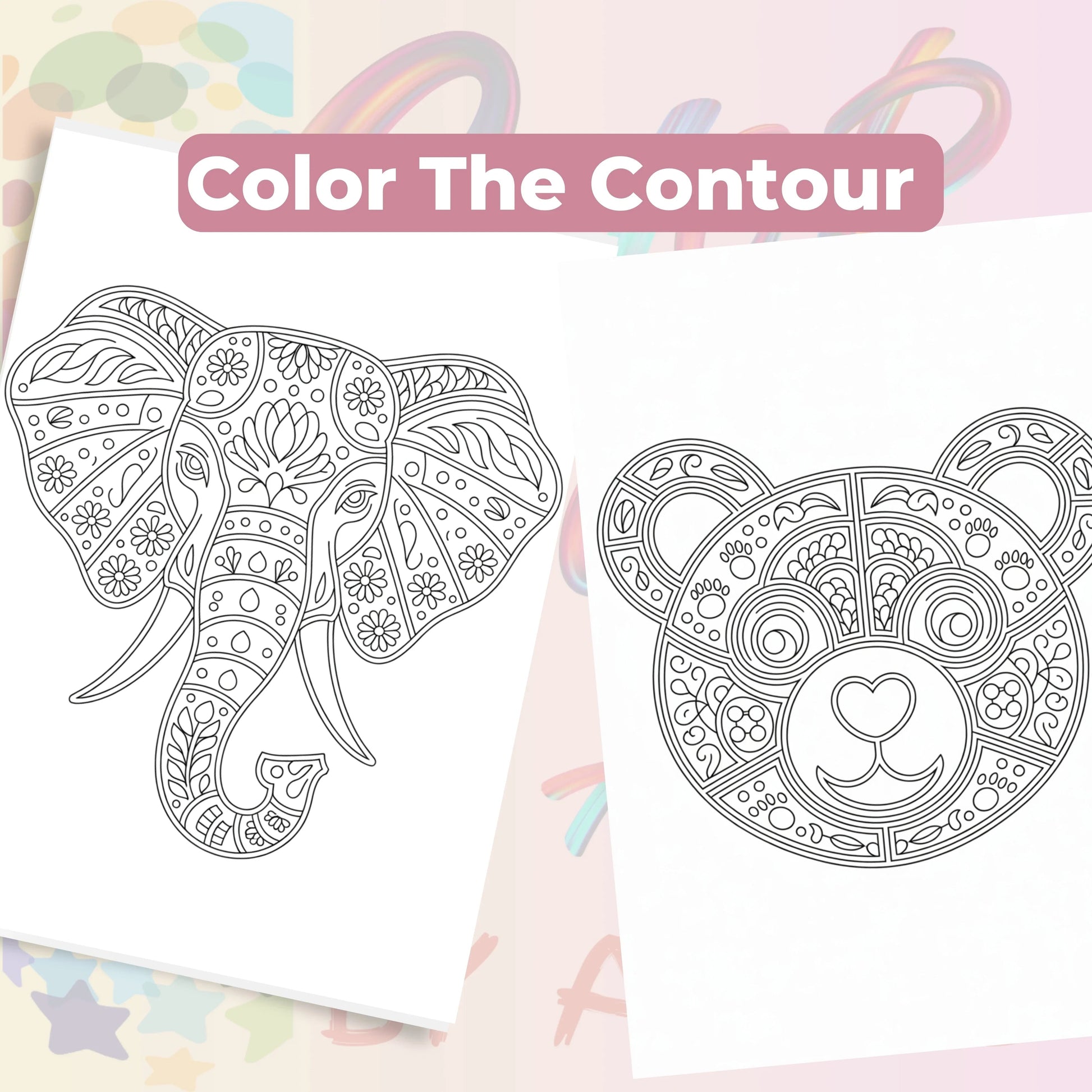 Zentangle & Monochrome Wild Animals Coloring Books Bundle - CraftNest - Digital Crafting and Art