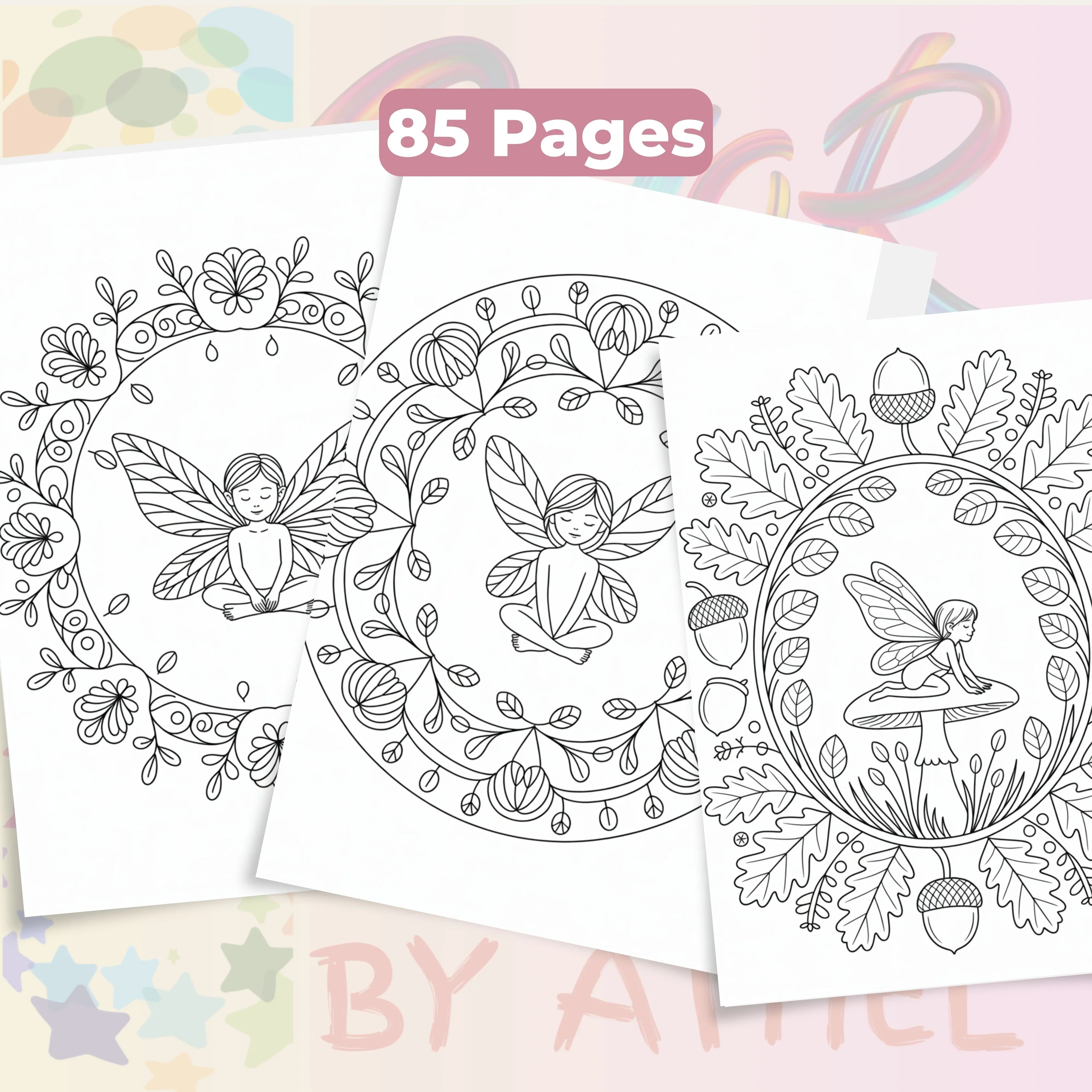 Fairy Mandala Coloring Book Bundle - CraftNest - Digital Crafting and Art