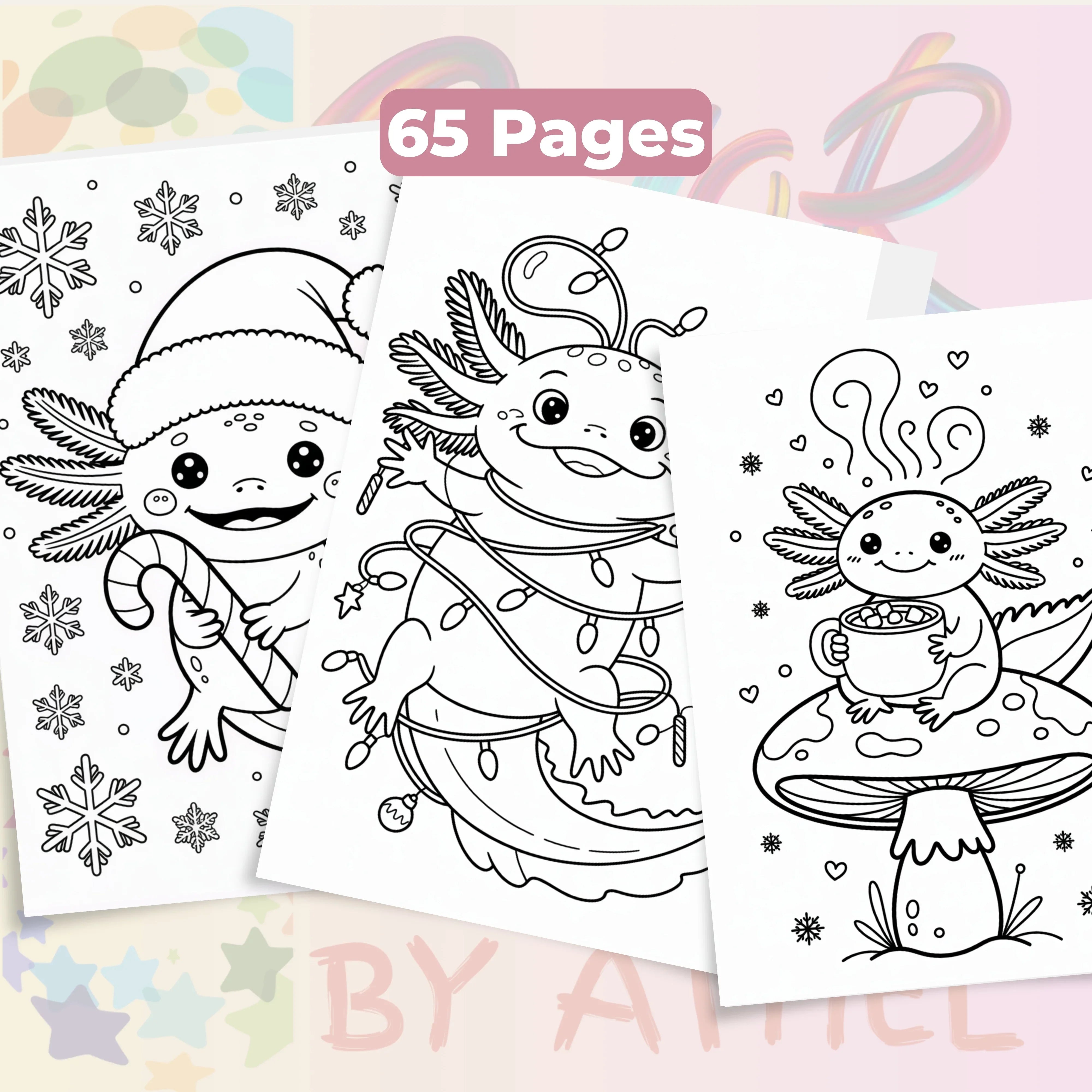 Axolotl Christmas Coloring Book Bundle - CraftNest - Digital Crafting and Art
