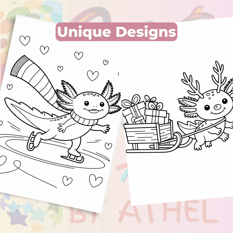 Axolotl Christmas Coloring Book Bundle - CraftNest - Digital Crafting and Art