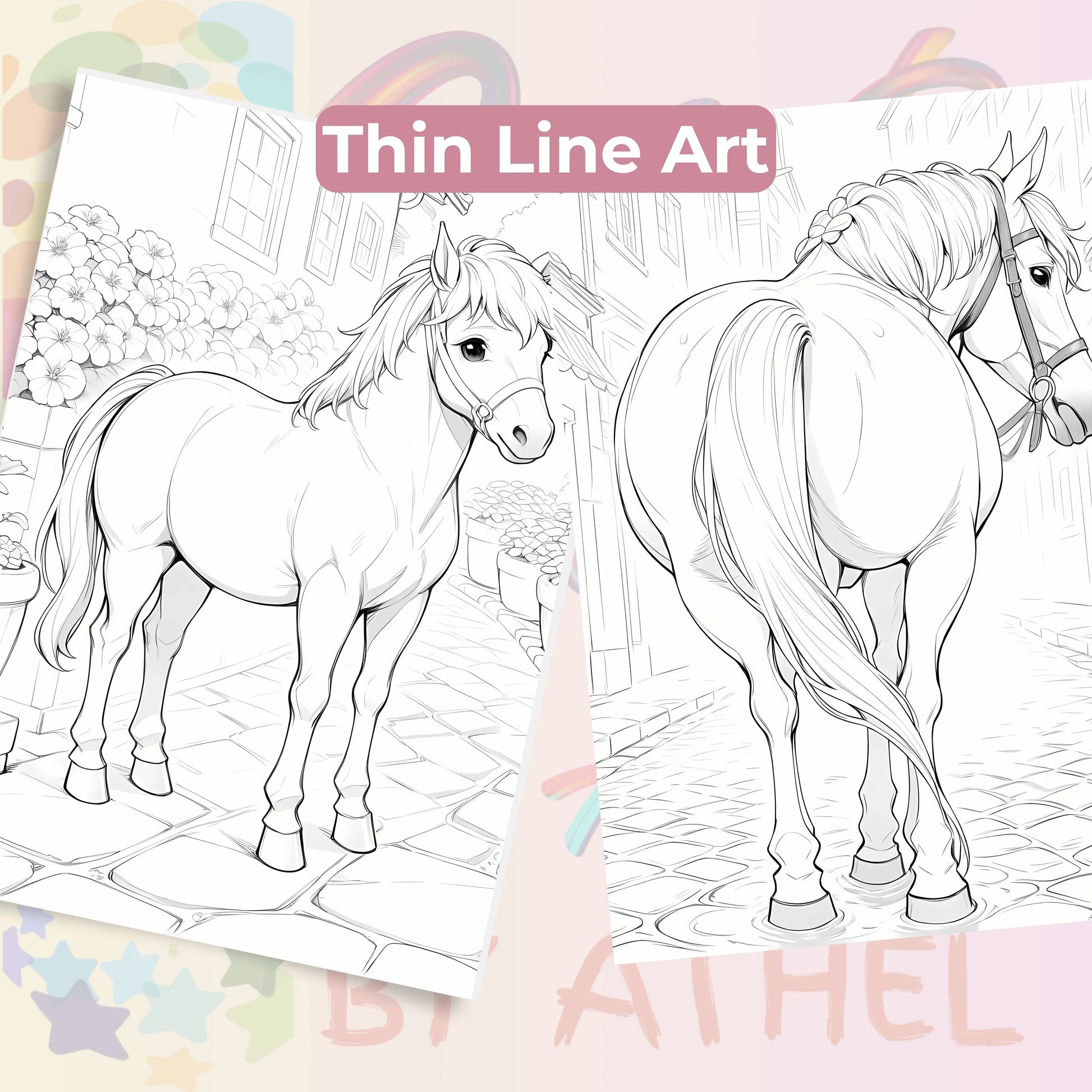 Horses Coloring Books Bundle - CraftNest - Digital Crafting and Art
