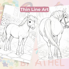 Horses Coloring Books Bundle - CraftNest - Digital Crafting and Art