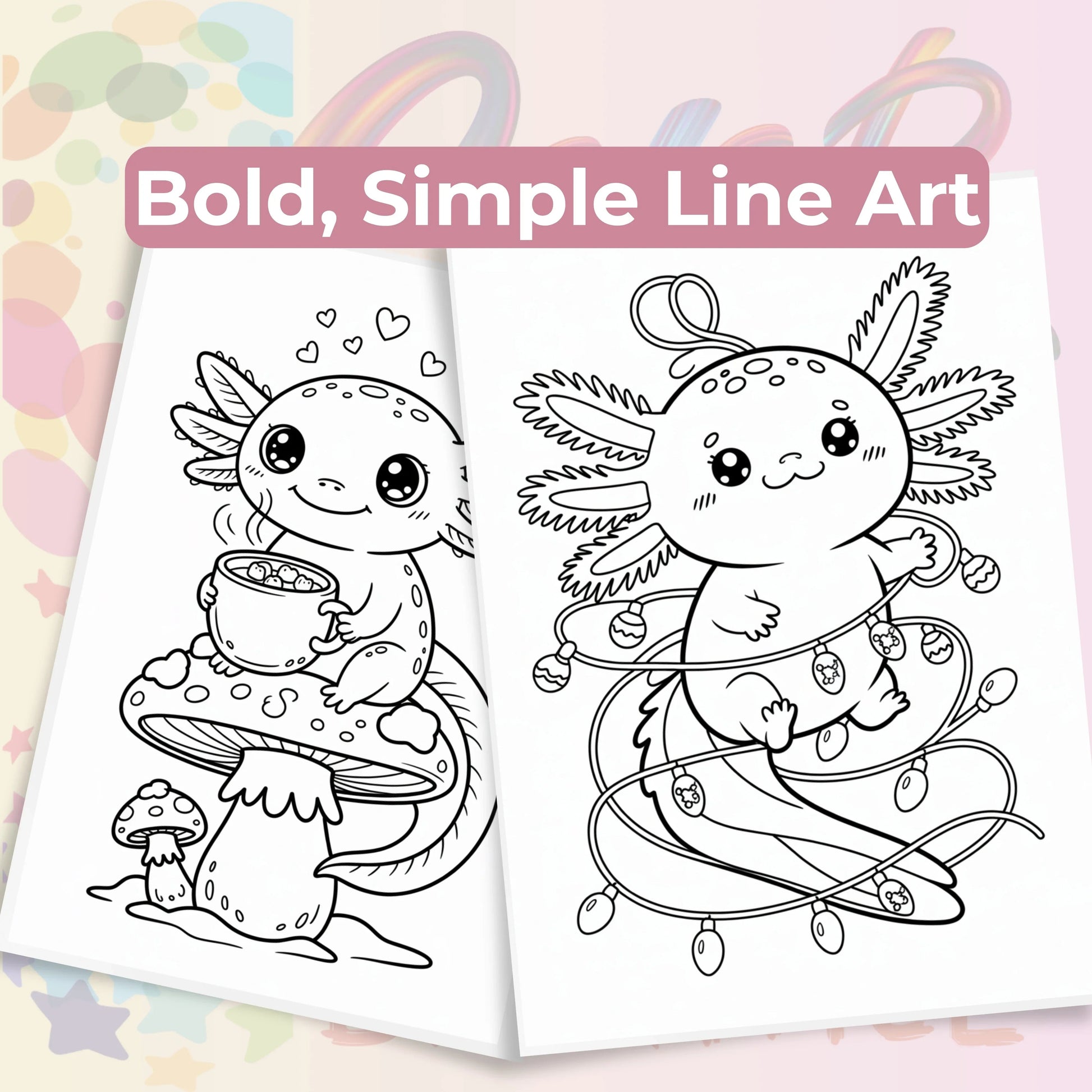 Axolotl Christmas Coloring Book Bundle - CraftNest - Digital Crafting and Art
