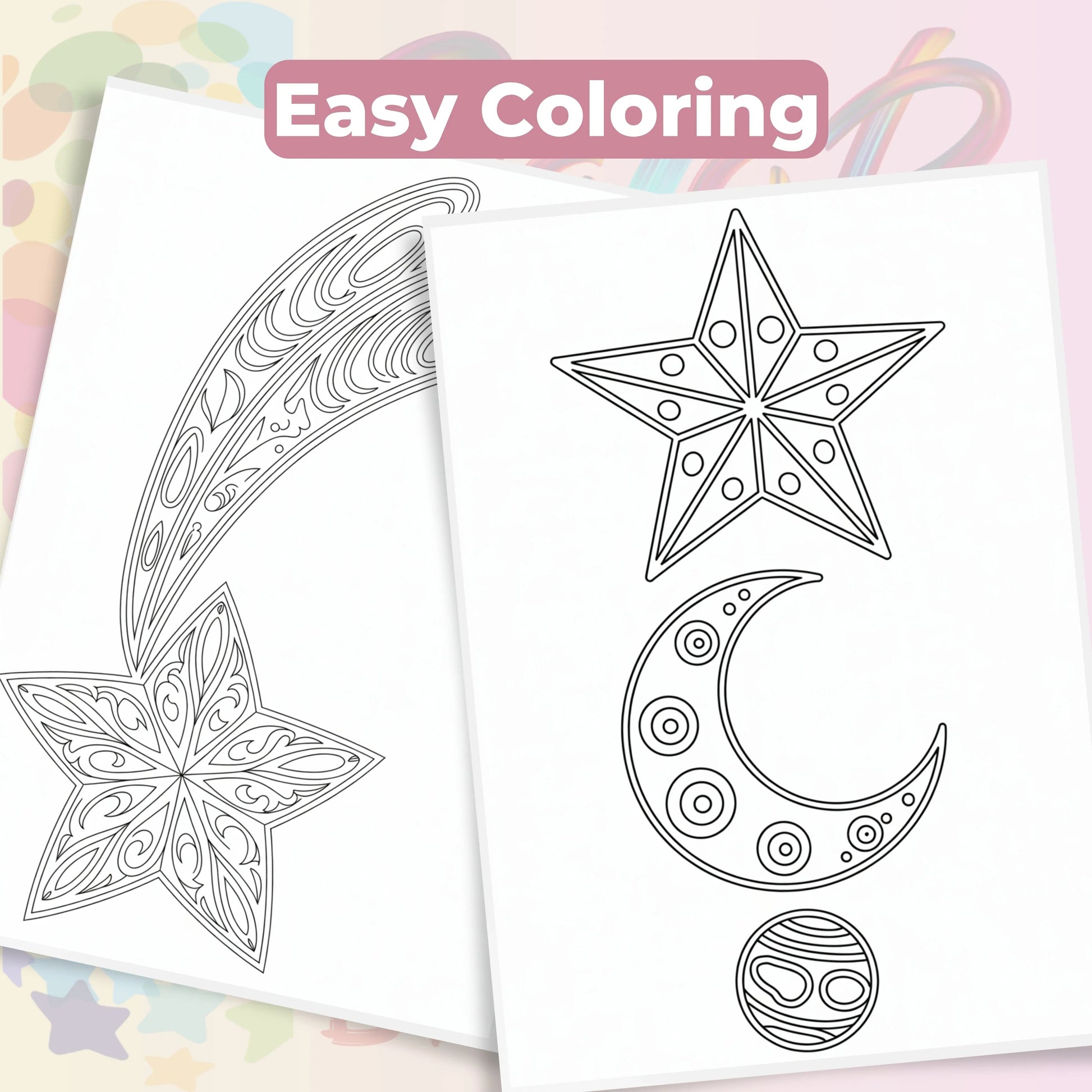 Zentangle & Monochrome Celestial Coloring Books Bundle - CraftNest - Digital Crafting and Art