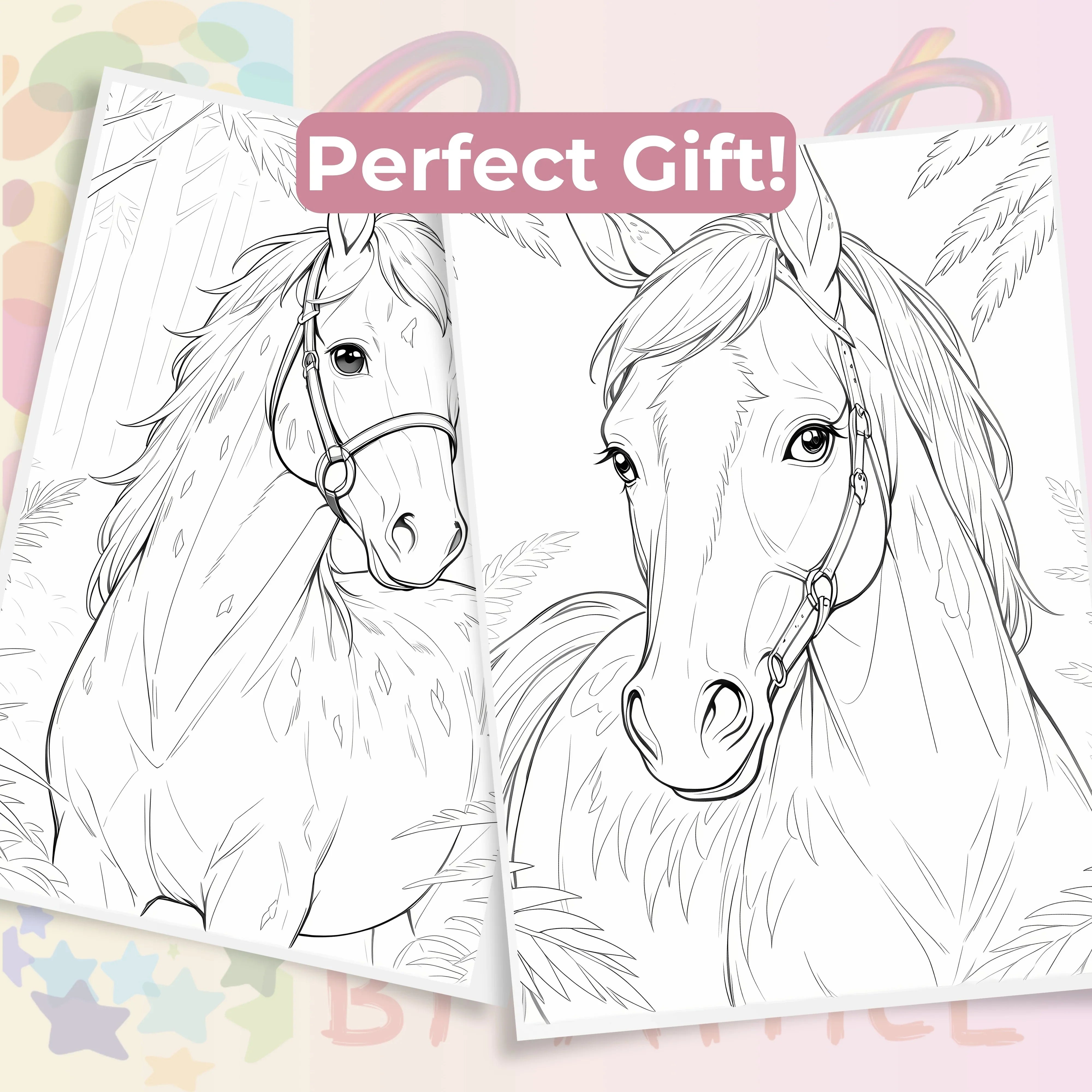 Horses Coloring Books Bundle - CraftNest - Digital Crafting and Art