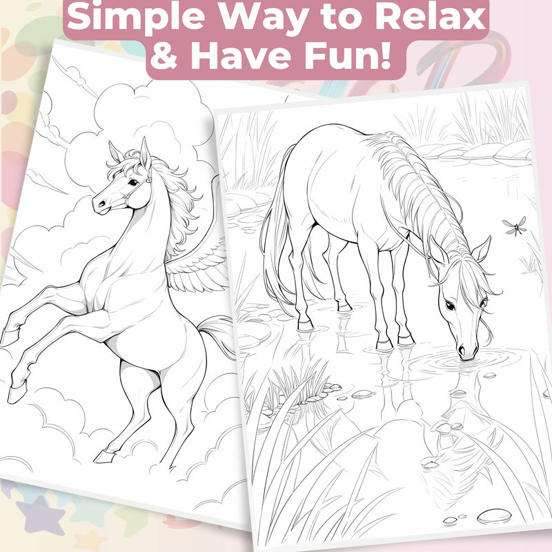 Horses Coloring Books Bundle - CraftNest - Digital Crafting and Art