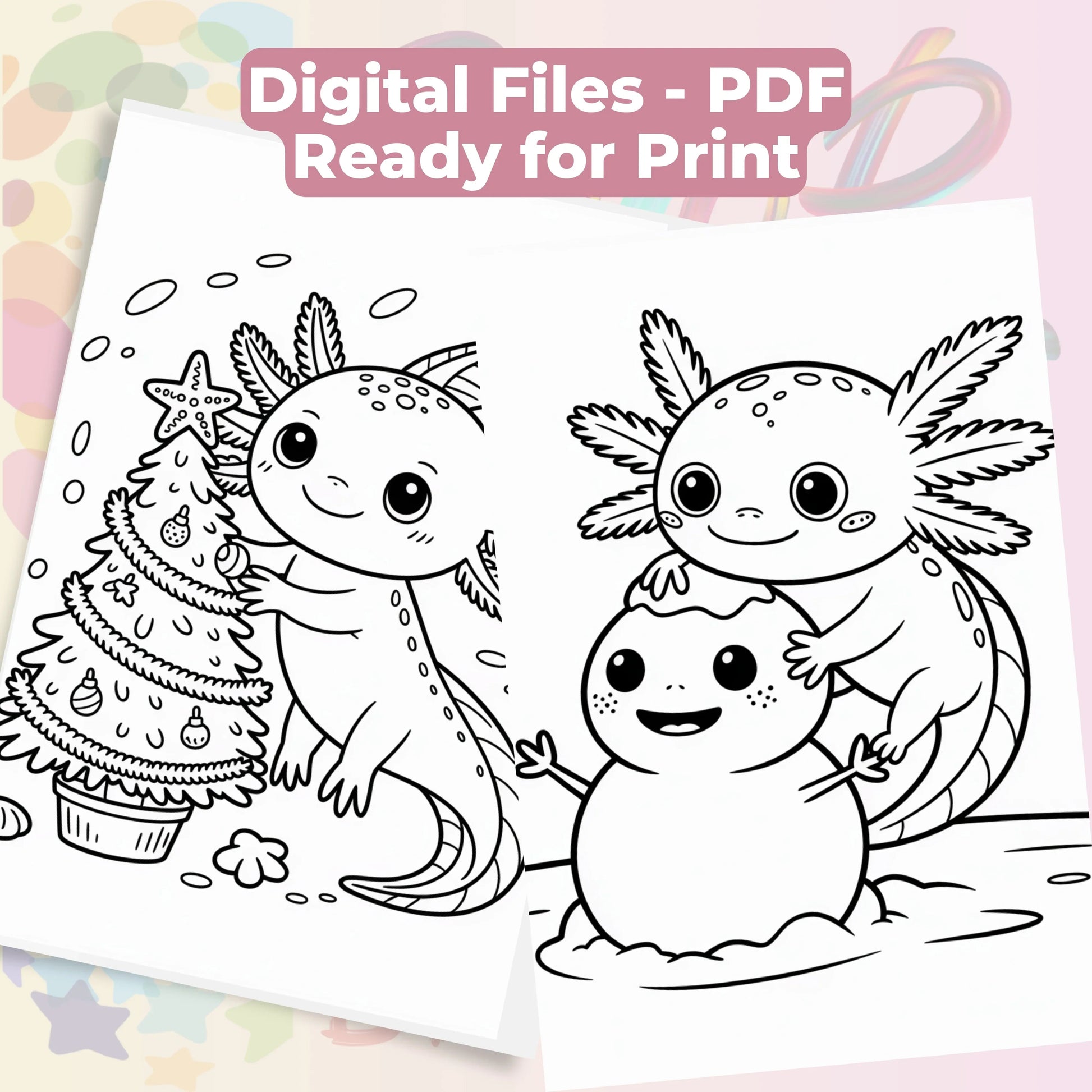 Axolotl Christmas Coloring Book Bundle - CraftNest - Digital Crafting and Art