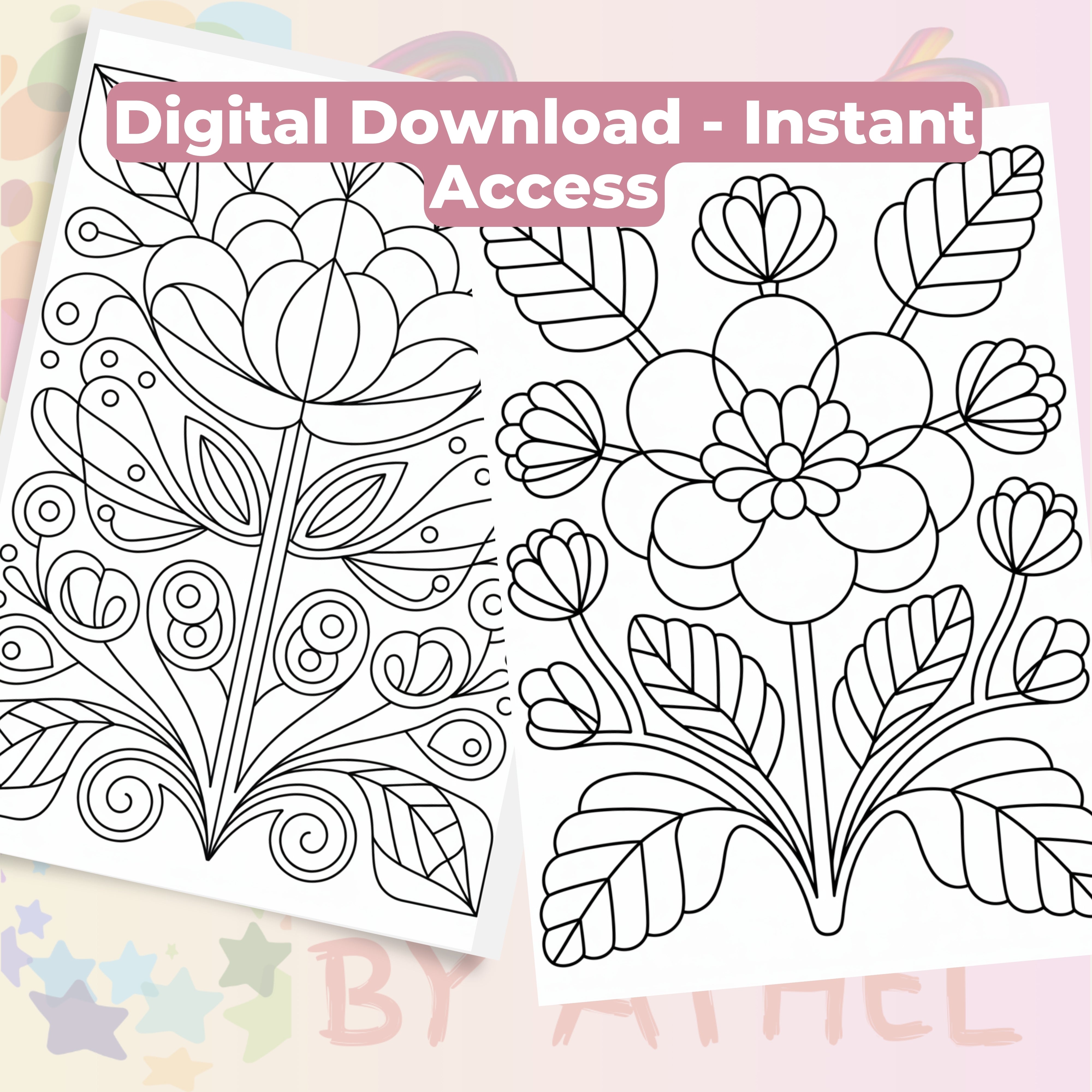 Pocket Flower Coloring Book Bundle