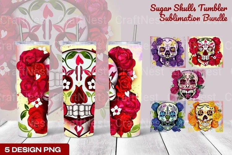 Sugar Skulls Tumbler - CraftNest - Digital Crafting and Art