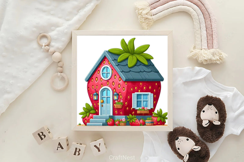Strawberries House Clipart Bundle - CraftNest - Digital Crafting and Art